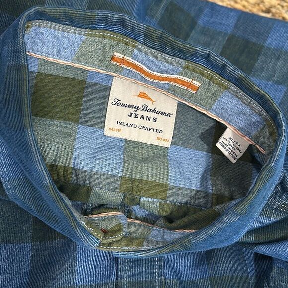 Tommy Bahama Jeans Island Crafted Cotton Plaid Button Down Shirt Size XL - Picture 5 of 9
